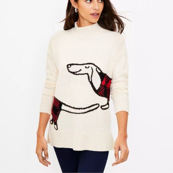 Loft Buffalo Plaid Weiner Dog Sweater Tunic Christmas Winter Cozy Dachsund - Picture 1 of 11